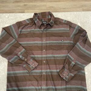 Marmot Brown and Gray Striped Casual Shirt